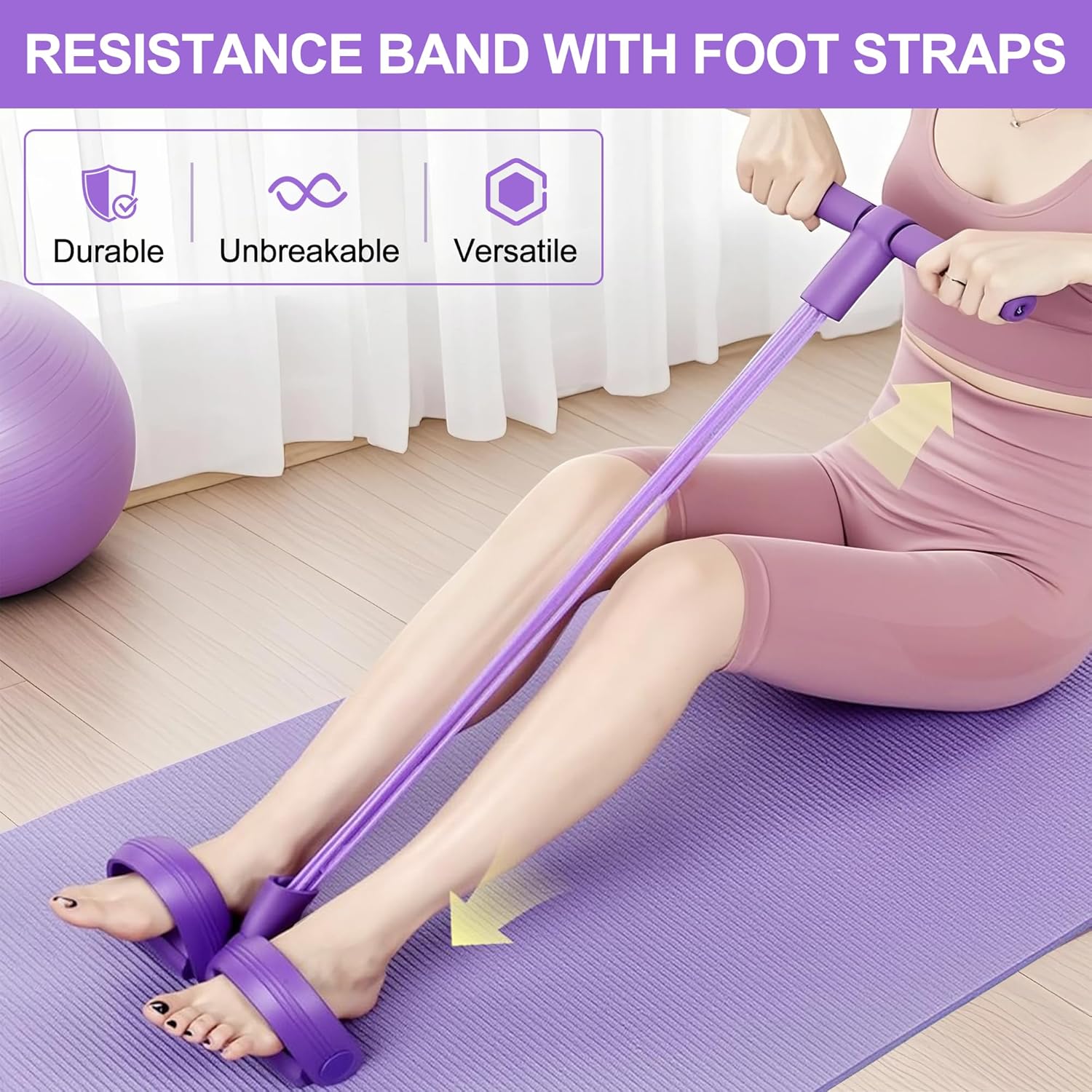 Sports Equipment Nearby - 4-buis pedaalweerstandsband multifunctionele spankabel elastische yogatrekker