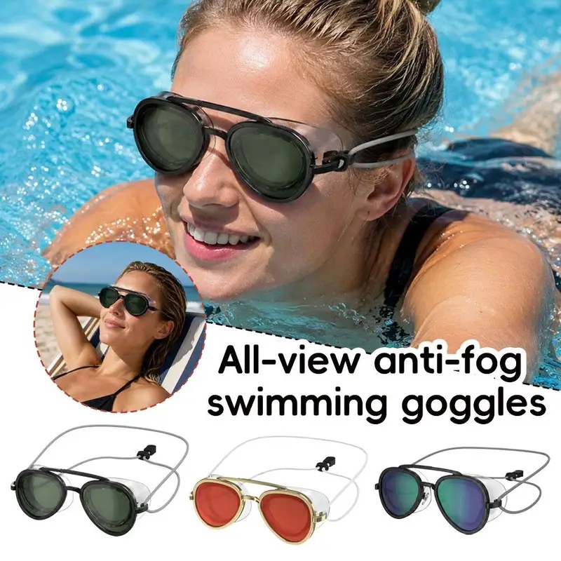 Swimming Goggles Anti Fog - Vintage ronde zwembril anti-fog UV-bescherming waterdichte