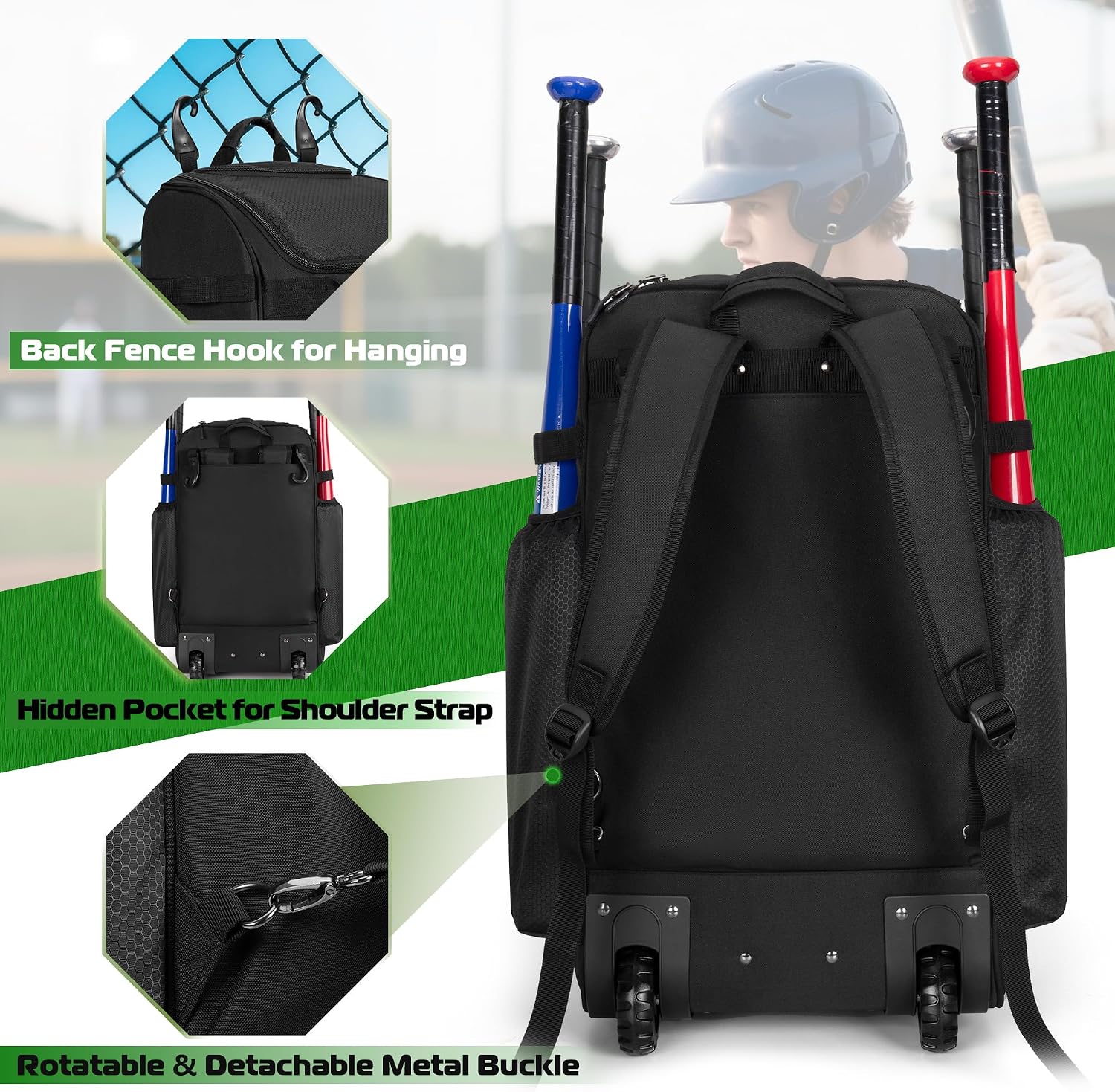 Rollende honkbalrugzak met wie - Sports Equipment Bat recensie en prijs